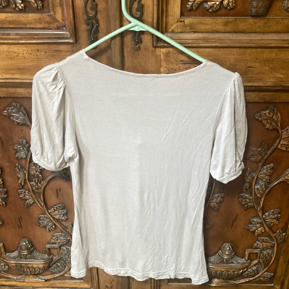 Banana Republic Beige Fitted Tie-Front Sailor Collar Blouse - Picture 3 of 6
